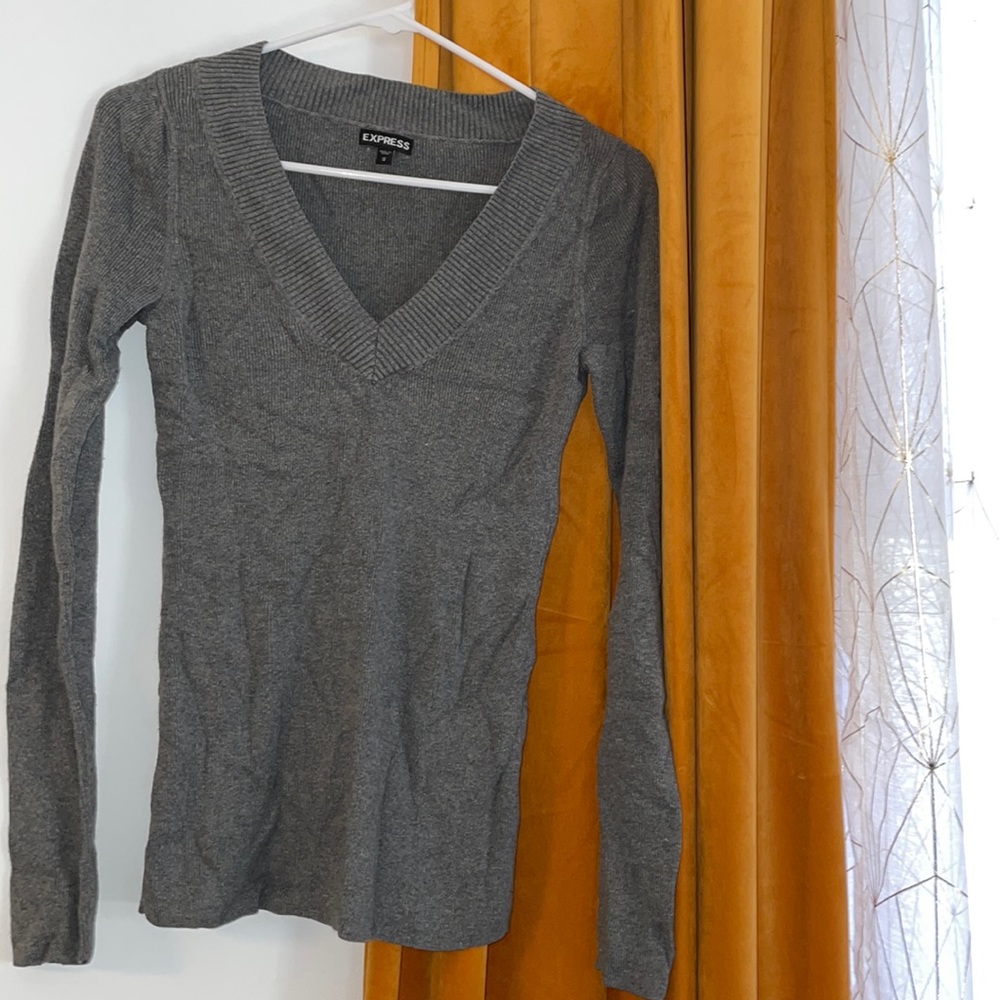Express long sleeve lightweight sweater gray small